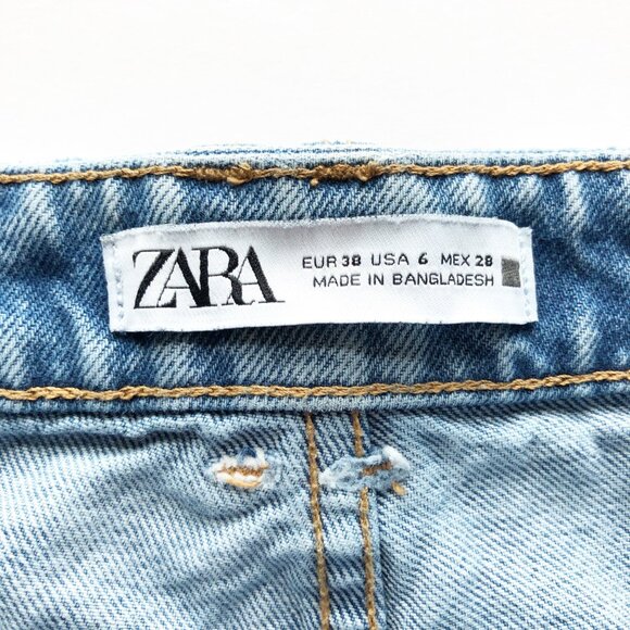 ZARA High Rise Relaxed Fit Wide Leg Light Wash Baggy Jeans Womens 6 - Picture 5 of 9